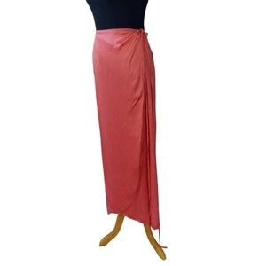 Michael Stars Satin Wrap Midi Skirt Size M Pink New